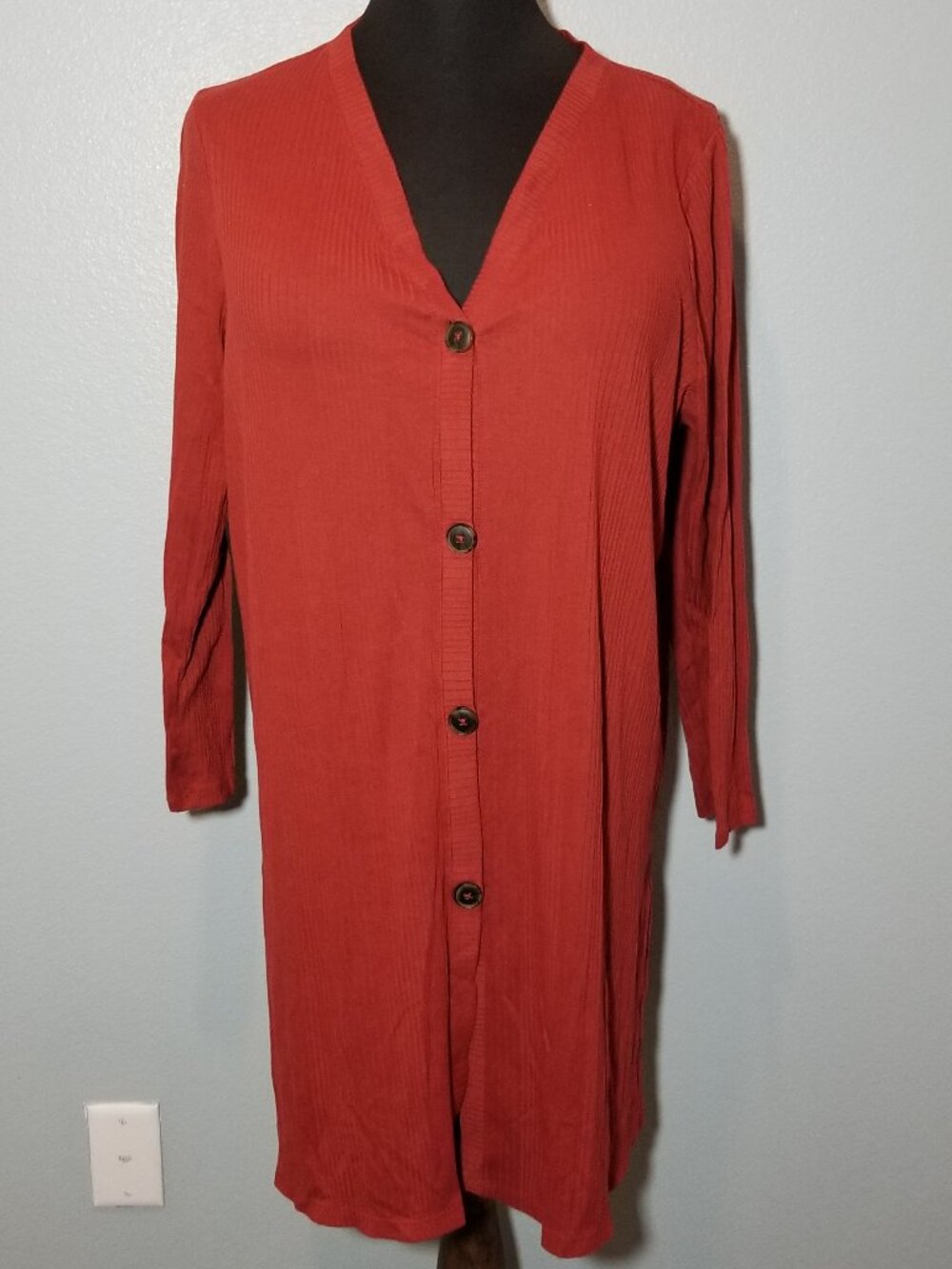 Lane Bryant Womens Size 18/20 Rust Long Cardigan Preppy Minimalist Office Retro